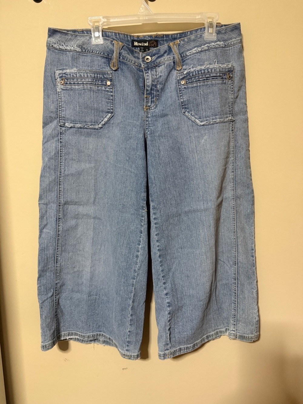 Rewind Light Blue Wide-Leg Crop Denim Pants